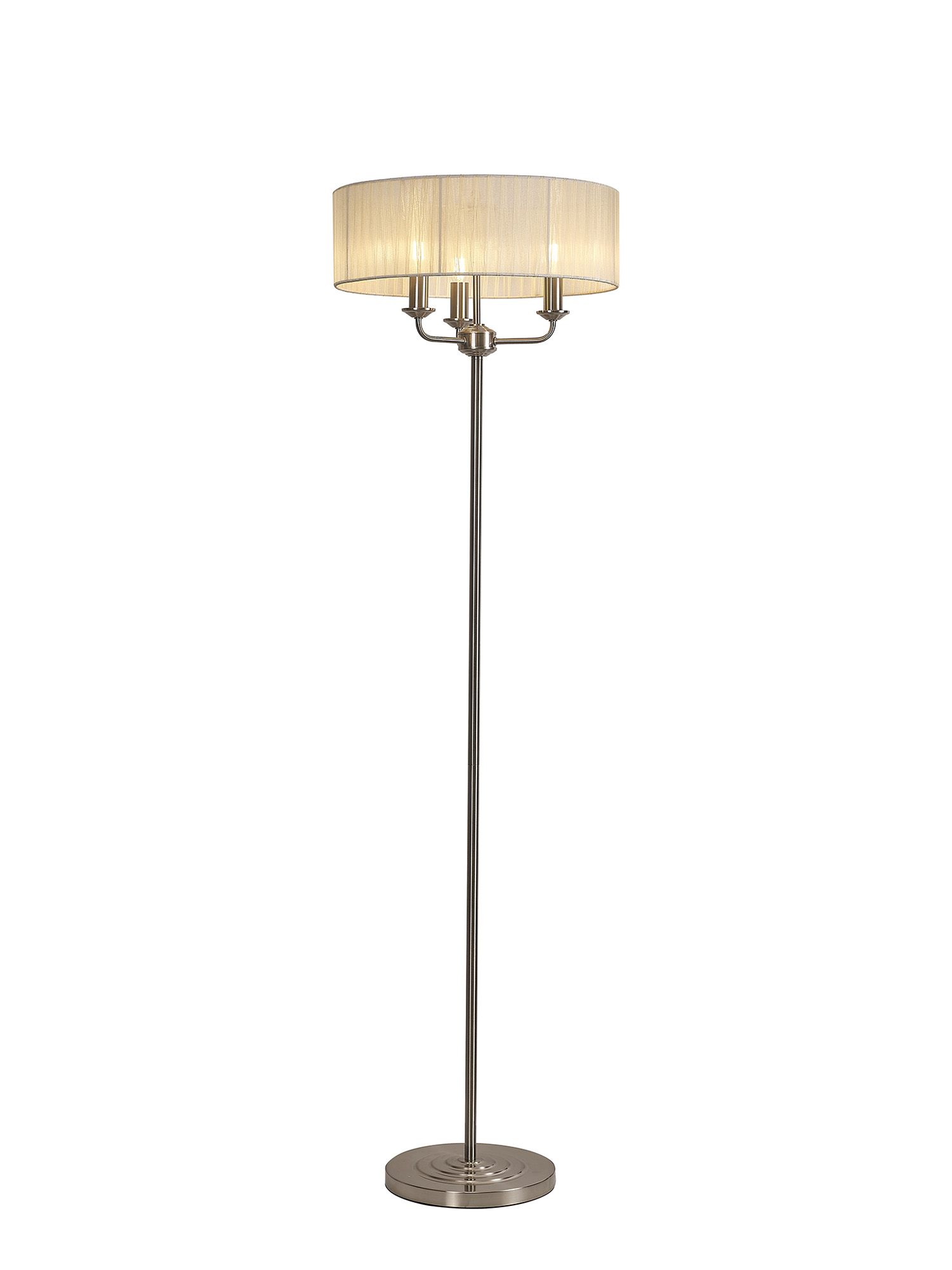 DK0927  Banyan 45cm 3 Light Floor Lamp Satin Nickel, Cream